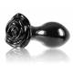 Crystal Rose Glass Plug 7 x 3.2cm Black