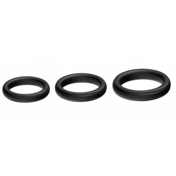 Lot de 3 cockring Silicone Set Ring Noirs