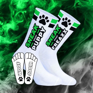 SneakFreaxx SNEAKFREAXX PUPPY NEON Sokken Wit-Groen