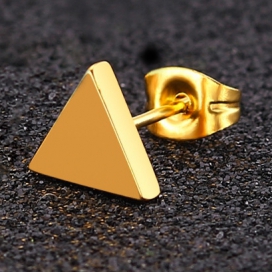 Malejewels Solid Triangle Earring Stud GOLD