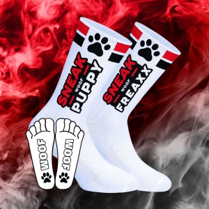 SneakFreaxx Calcetines Sneak Woof Puppy Rojo