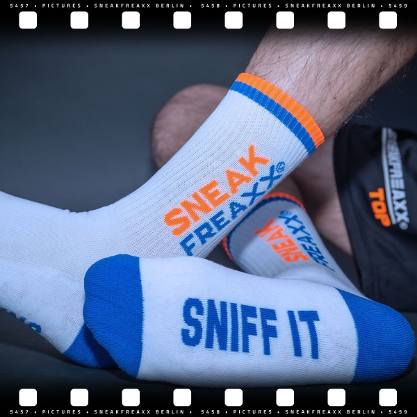 SNIFF IT 2 Sokken Wit-Oranje-Blauw