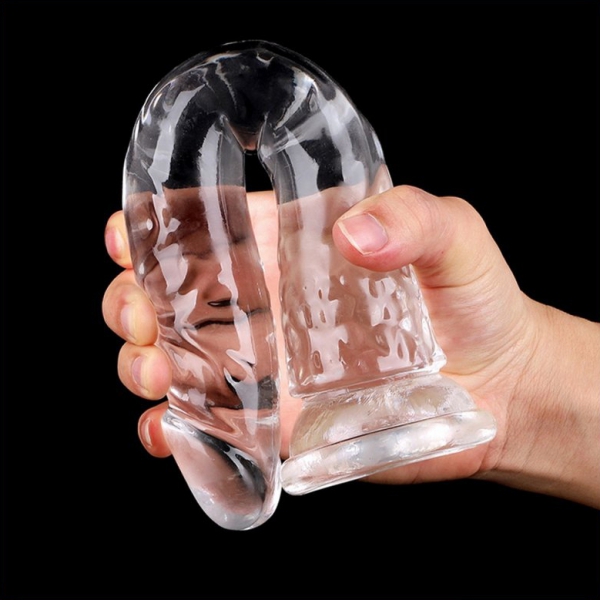 Consolador transparente sin bolas 3XL 28 x 5,5cm