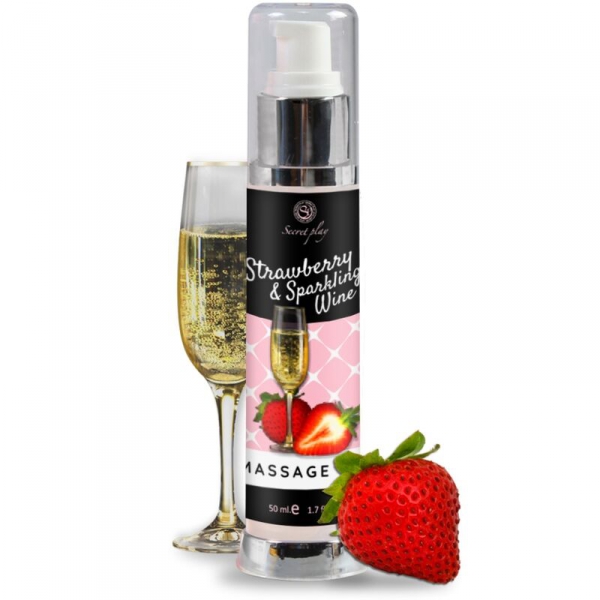 Secret Play Olio per massaggi alla fragola e al vino frizzante 50ml