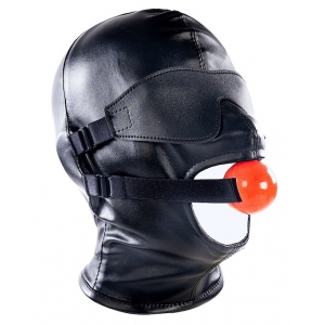 KINKgear SM hood with gag and Subfull mask Black