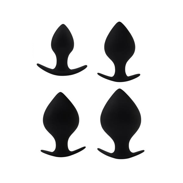 Pack 4 Butt Plug Renegade Spade Silicone Black