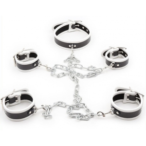 KINKgear Set de sujeción Cuello y Esposas Negro-Blanco