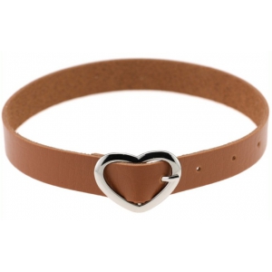 Joy Jewels Heart Button Collar BROWN