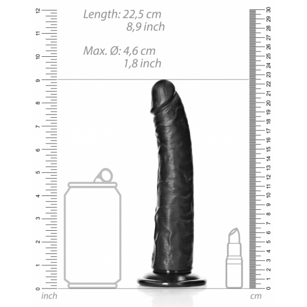 Slanke Dildo RealRock 20 x 4.6cm Zwart