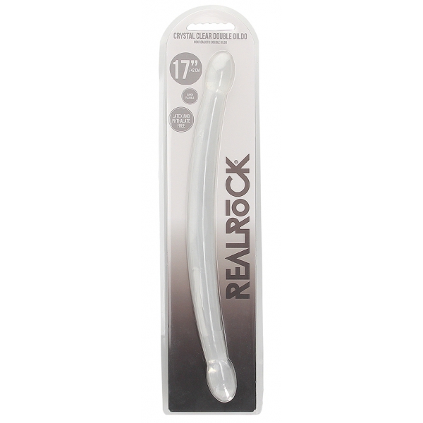 RealRock Crystal-Doppel-Dildo 42 x 3.5cm Transparent