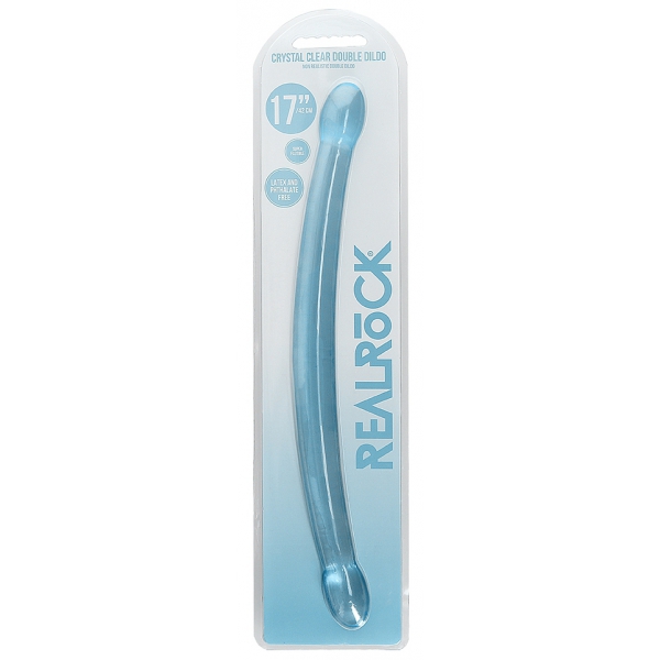 Dildo de cristal duplo RealRock 42 x 3,5cm Azul