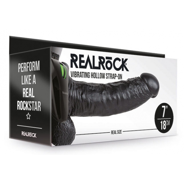 Hollow Vibe RealRock Vibrating Dildo 18 x 4.5cm Black