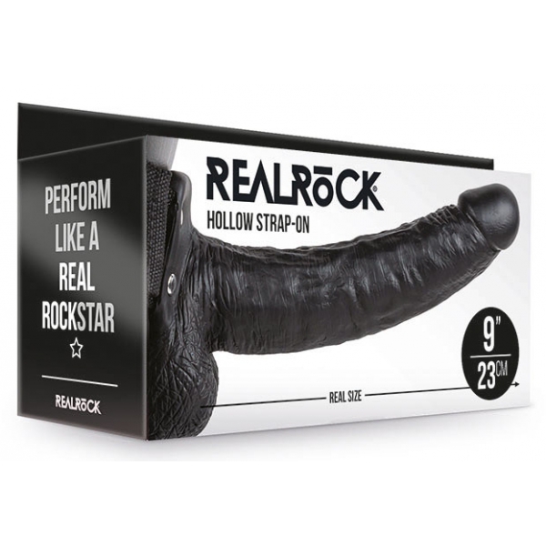HOLLOW STRAP ON RealRock hollow dildo 23 x 4.5cm Black