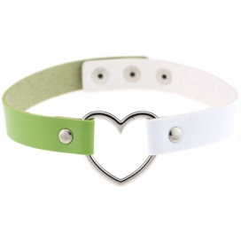 Double Color Metal Heart Collar White/Green