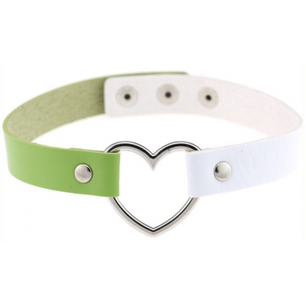 Double Color Metal Heart Collar White/Green