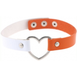 Collar Dúo Corazón Blanco-Naranja