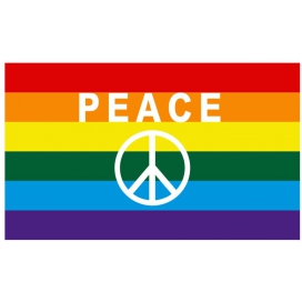 Bandiera con simbolo di pace arcobaleno 60 x 90 cm