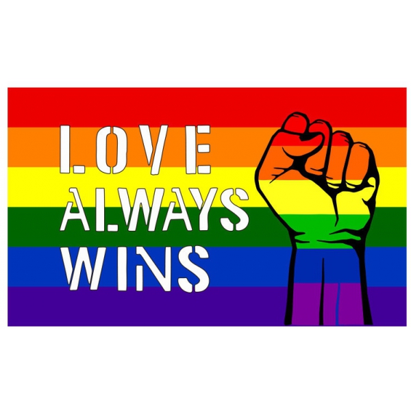 Bandera Arco Iris Love Always Wins 90 x 150cm