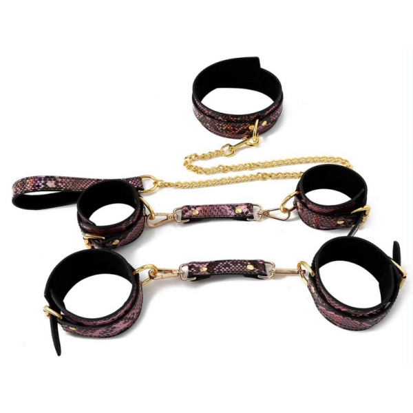 Kit Sm Snakine Necklace and Handcuffs Black-Pink