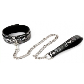 Snakine Halsband Zwart-Zilver