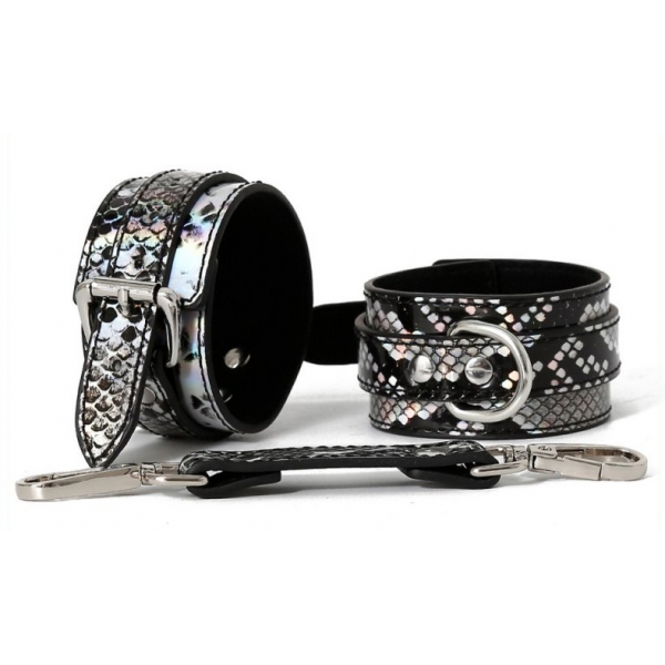 Snakine wrist cuffs Black-Silver