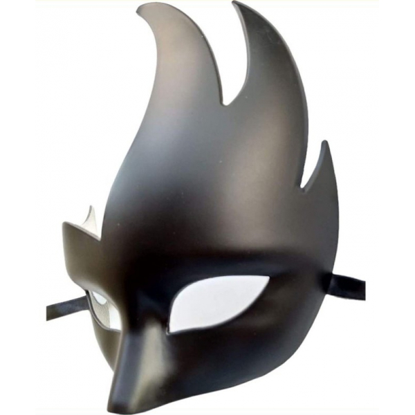 Flame Big Horned Mask - One Color BLACK