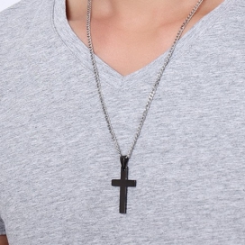 Malejewels CROSS Pendant with Black Chain