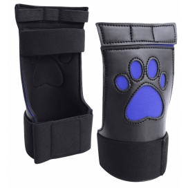 Ouch! Puppy Play Neoprene Puppy Paw Gloves Black-Blue