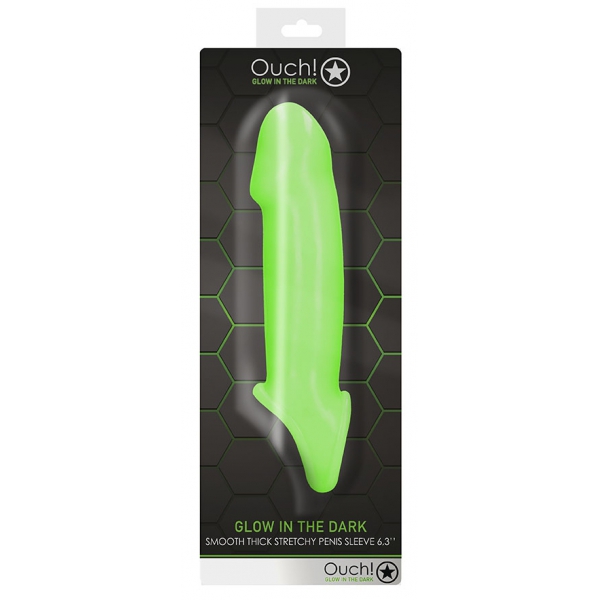 Gaine de pénis phosphorescente Smooth Thick Glow 12 x 4.2cm