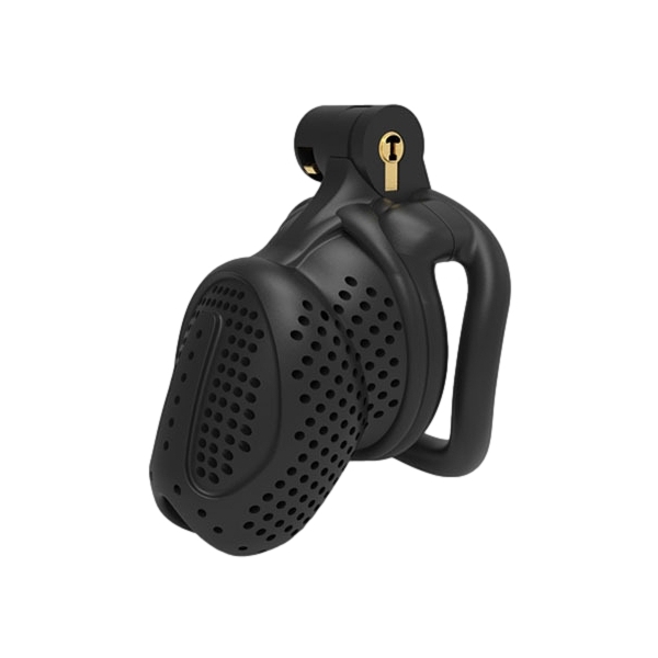 Tiger Head Plastic Chastity Cage BLACK BENT