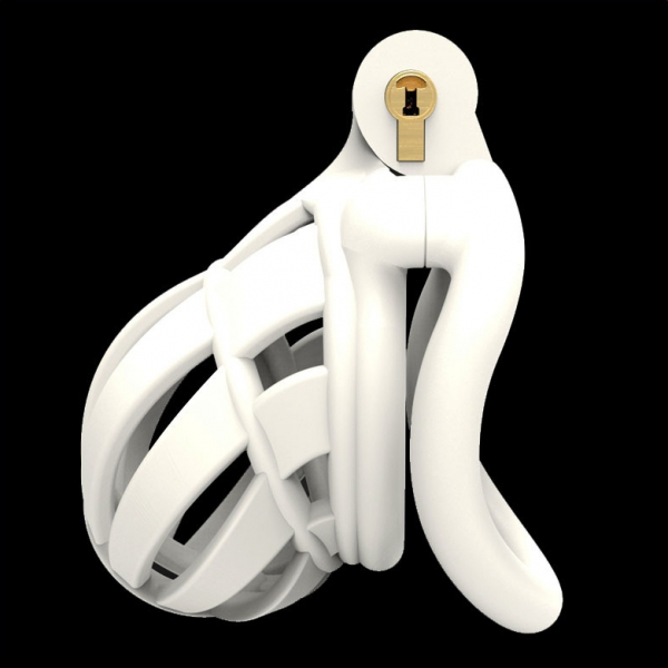 Big Head Plastic Chastity Cage WHITE BENT