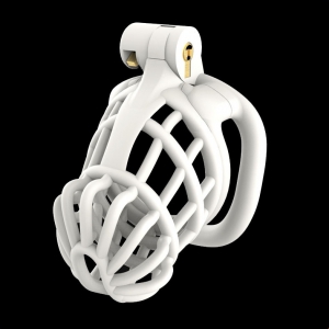 CockLock Biting Plastic Chastity Cage WHITE BENT