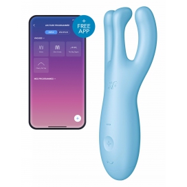 Stimulateur de clitoris connecté THREESOME 4 14cm Turquoise