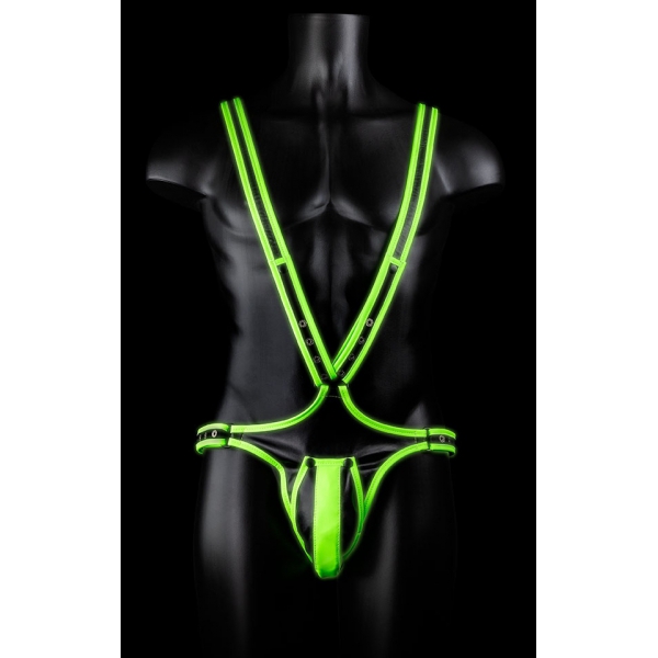 Body Glow Black-Green Neon Singlet