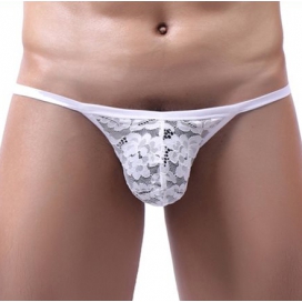 Hot Selling Gay Lace T-back Thong WHITE