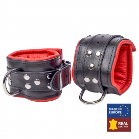 The Red Padded leather ankle cuffs Black-Red