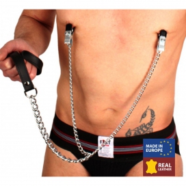 The Red Breast clamps + leash ( metal + leather )