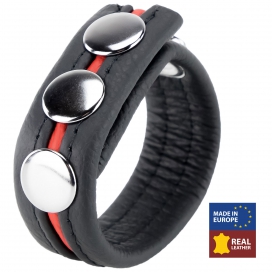The Red Leather Cockring 3 Pressures Black-Red