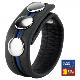 The Red Leather Cockring 3 Pressures Black-Blue
