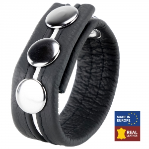 The Red Leather Cockring 3 Pressures Black-White