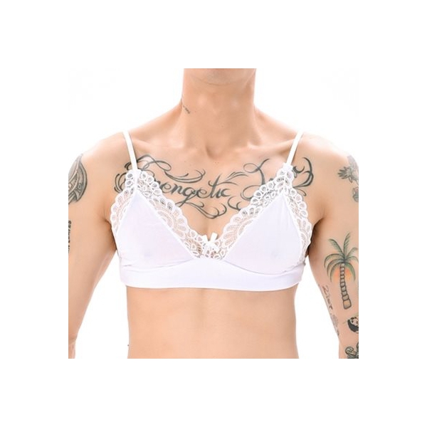 Reggiseno con bordo in pizzo bianco