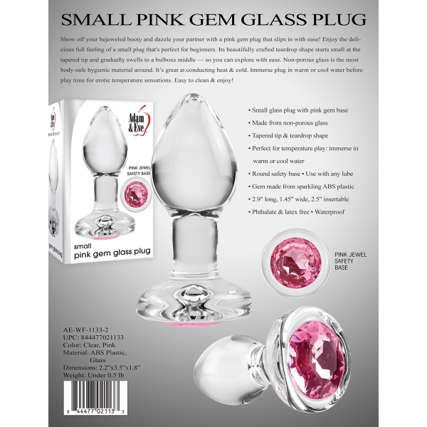 Plug Bijou en verre Gem Glass Small 6 x 2.7cm Rose