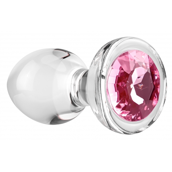 Gem Glass Jewelry Plug Small 6 x 2.7cm Pink