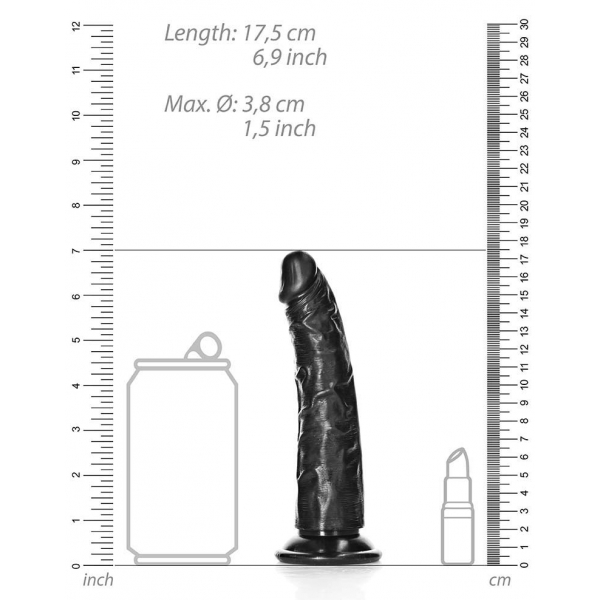 Dildo Slim RealRock 15,5 x 3,8cm Preto