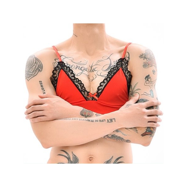 Lace Border Bra Red-Black