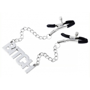 KINKgear Nipple Clamp With Chain - Bitch