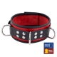 Lederhalsband 3 Ringe D Rot-Schwarz