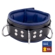 Gewatteerde Leren Halsband 3 Ringen D Blauw