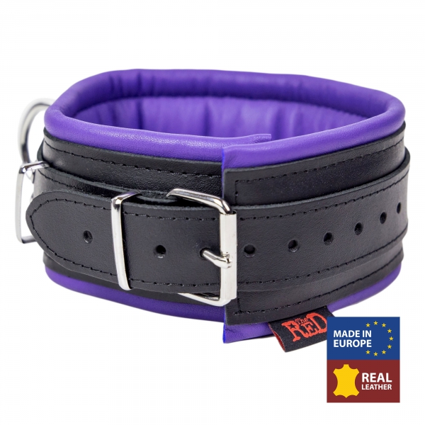 Gepolstertes Halsband aus Leder 3 Ringe D Violett