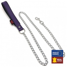 The Red Leash with leather handle 1m Purple